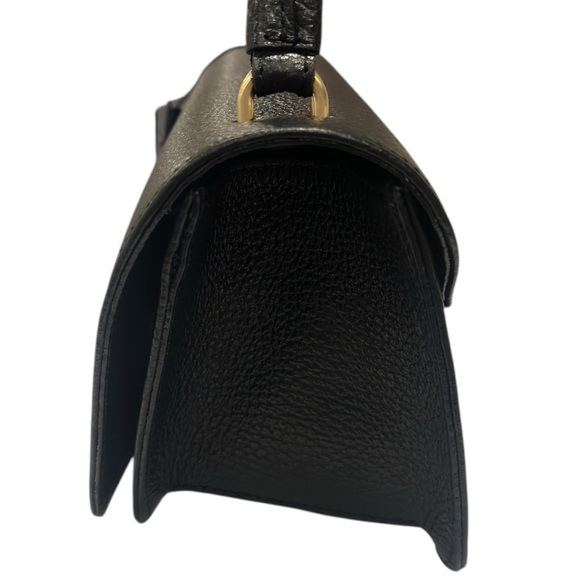 Arcadia Trapeze Pebble Leather Compact Grab Handbag Black NWT - Picture 7 of 15